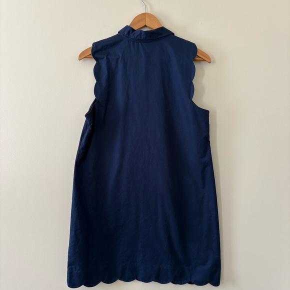 Vineyard Vines Navy Sleeveless Scalloped Edge Shift Dress 100% Cotton Size 10 - Picture 3 of 8
